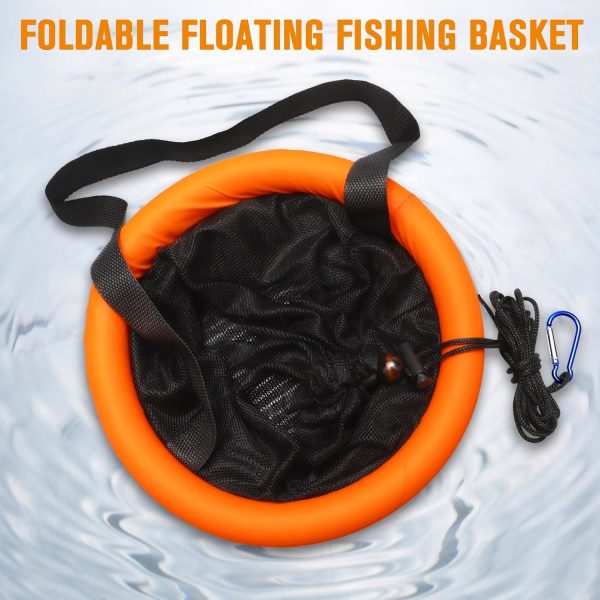 Dovesun Floating Fishing Basket, Collapsible Fishing Net Portable Nylon-mesh | Coated Nylon Net Bait Storage Cage for Keeping Crayfish Minnows Leaches and Other Live Baits - Image 2