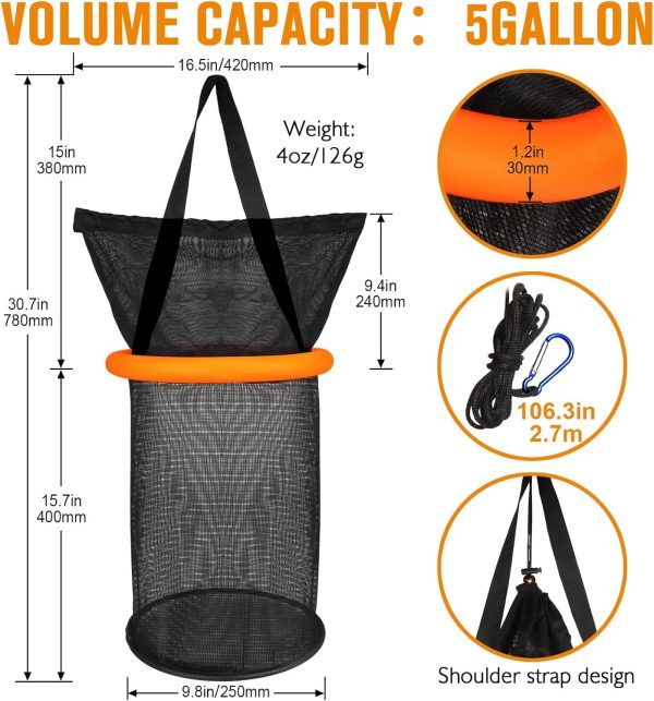 Dovesun Floating Fishing Basket, Collapsible Fishing Net Portable Nylon-mesh | Coated Nylon Net Bait Storage Cage for Keeping Crayfish Minnows Leaches and Other Live Baits - Image 4